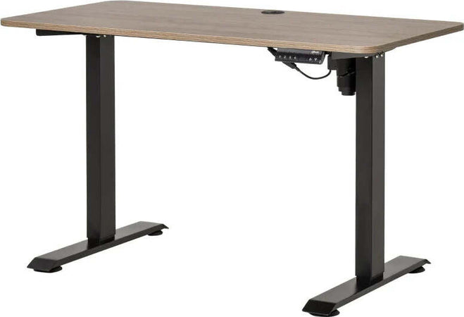Scrivania-Sollevabile-a-4-Altezze-con-Design-Anticollisione,-Scrivania-Porta-PC-con-Regolazione-Elettrica,-Metallo-Nero-Legno-Teak-XC1920-072V90BKXC1