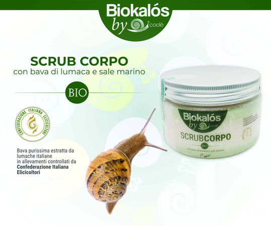 Scrub Corpo Con Bava Di Lumaca E Sale Marino 250gr. Esfoliante Purificante Illuminante Biokalos By Coclè