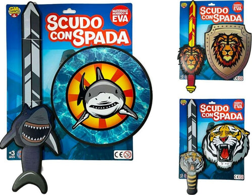 Scudo Con Spada Modello Con Leone Tigre Oppure Squalo Gioco Per Bambini Di 3+ Giochi e giocattoli/Giochi d'imitazione e accessori di travestimento/Accessori per travestimento/Armi giocattolo/Spade Trade Shop italia - Napoli, Commerciovirtuoso.it