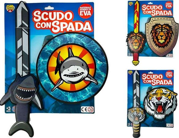Scudo Con Spada Modello Con Leone Tigre Oppure Squalo Gioco Per Bambini Di 3+ Giochi e giocattoli/Giochi d'imitazione e accessori di travestimento/Accessori per travestimento/Armi giocattolo/Spade Trade Shop italia - Napoli, Commerciovirtuoso.it