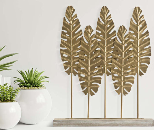 Scultura Long Leaf Cm 47X10X57,5 Casa e cucina/Decorazioni per interni/Arte/Sculture/Statue Led Mall Home - Napoli, Commerciovirtuoso.it