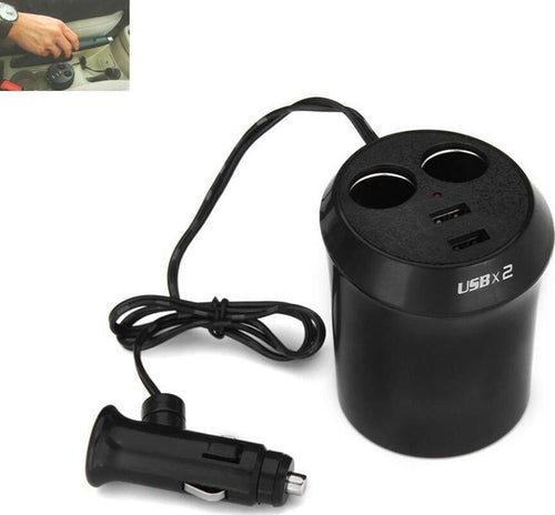 Sdoppiatore-2-Presa-Accendisigari-Caricabatterie-2-Porta-Usb-Carica-Cellulare-Each