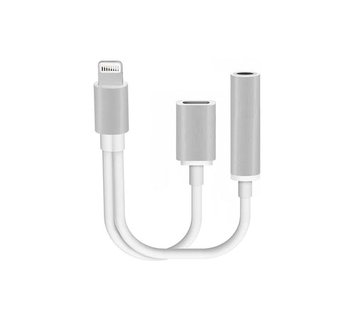 Cavo adattatore sdoppiatore LIGHTNING > LIGHTNING + Jack 3.5mm Femmina per iPhone