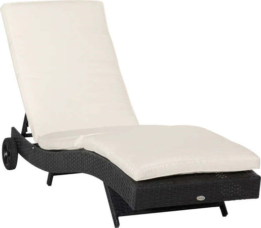 Sdraio-da-Giardino-in-Rattan-PE-con-Schienale-Regolabile-e-Cuscino,-207x70x70cm,-Nero-862-030BK