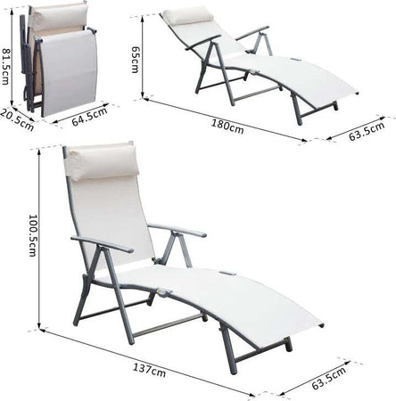 Sdraio-da-Giardino-Pieghevole-con-Cuscino,-Schienale-con-7-Reclinazioni,-137x63.5x100.5cm,-Beige-84B-184CW