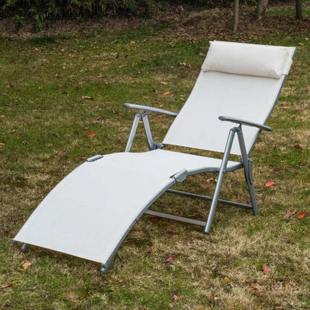 Sdraio-da-Giardino-Pieghevole-con-Cuscino,-Schienale-con-7-Reclinazioni,-137x63.5x100.5cm,-Beige-84B-184CW