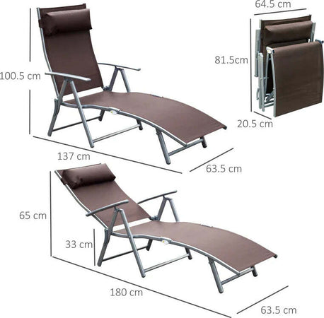 Sdraio-da-Giardino-Pieghevole-con-Cuscino,-Schienale-con-7-Reclinazioni,-137x63.5x100.5cm,-Marrone-84B-184BN