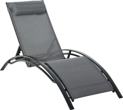 Sdraio-da-Giardino-Reclinabile-su-5-Livelli-con-Cuscino-Rimovibile,-Alluminio-e-Texteline,-171x64x82cm-Grigio-84B-179V01CG