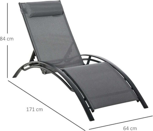 Sdraio-da-Giardino-Reclinabile-su-5-Livelli-con-Cuscino-Rimovibile,-Alluminio-e-Texteline,-171x64x82cm-Grigio-84B-179V01CG