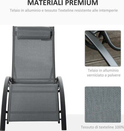 Sdraio-da-Giardino-Reclinabile-su-5-Livelli-con-Cuscino-Rimovibile,-Alluminio-e-Texteline,-171x64x82cm-Grigio-84B-179V01CG