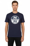 Maglietta North&Sails uomo estiva con logo frontale grande, 100% cotone, manica corta girocollo