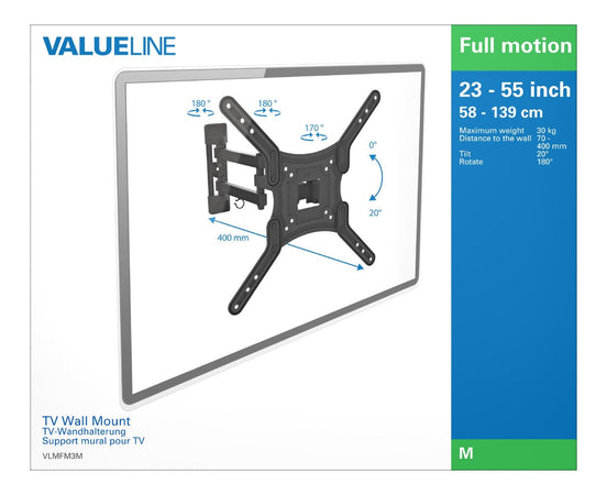 Valueline Supporto TV 100x100mm 400x400mm Acciaio Nero