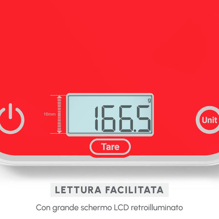 Moulinex BN50U3 Bilancia da cucina elettronica Superficie piana Rettangolo Rosso