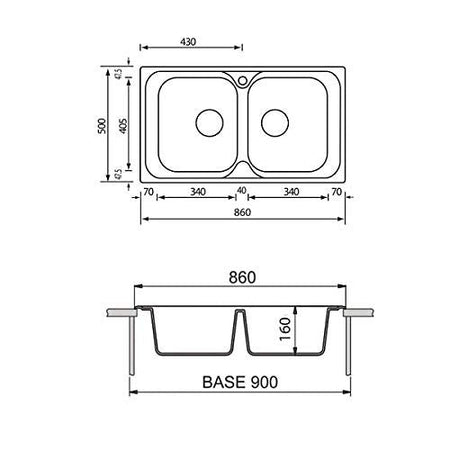 Plados Lavello Cucina a Due Vasche Acciaio Inox Universal TL08620