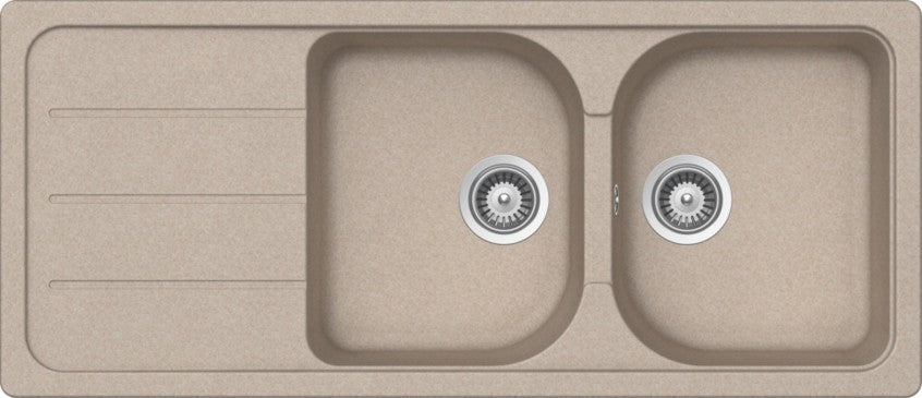 Schock FOMD200A58 Formhaus Lavello incasso 1160 x 500 con doppia vasca e gocciolatoio a sinistra  avena