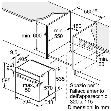Bosch Serie 4 HBA372BS0 Forno da Incasso Elettrico Ventilato 71L Acciaio Inox