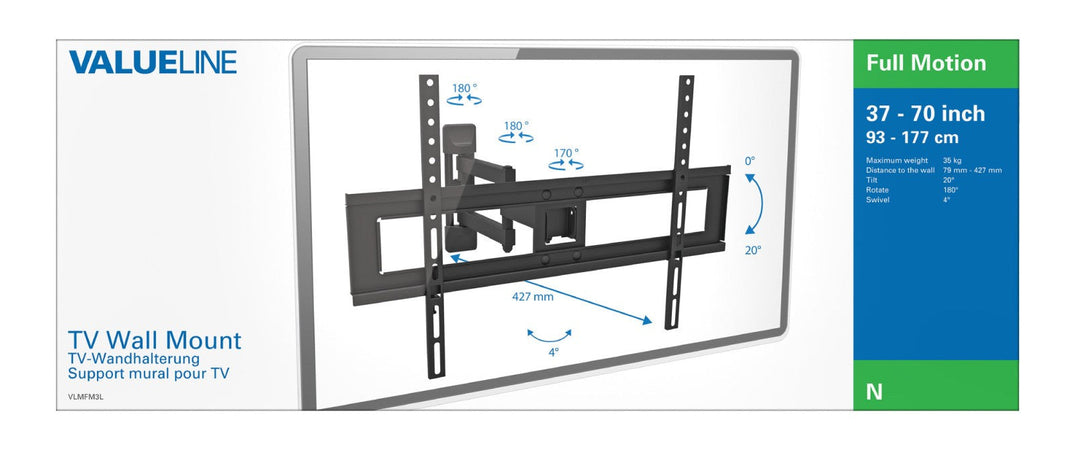 Valueline VLMFM3L Supporto Universale Nero 100x100mm