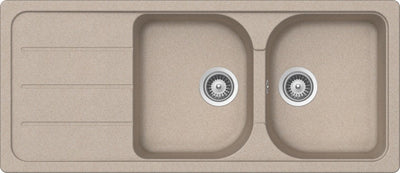 Schock FOMD200A58 Formhaus Lavello incasso 1160 x 500 con doppia vasca e gocciolatoio a sinistra  avena