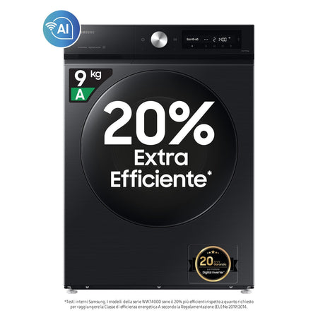 Samsung WW90DB7U94GBU3 Lavatrice 9 Kg Centrifuga 1400 Giri BESPOKE AI Digital Inverter Wi-Fi Ecodosatore Classe A-20%