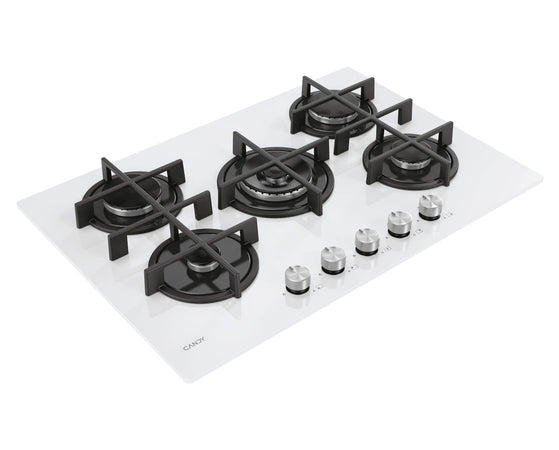 Candy CVG74WTW Piano Cottura Da incasso a Gas 5 Fuochi 74.5 cm Vetro Bianco