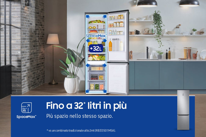 Samsung RB38C675CS9 Frigorifero Combinato Capacità 390L EcoFlex AI Energy Mode 2 metri Classe C