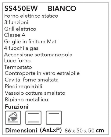 Schaub Lorenz Cucina SS450EW 4 Fuochi Forno Elettrico 48L Bianca