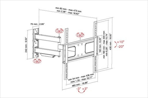 Munari Supporto TV Nero 32" a 60" Facile Montaggio