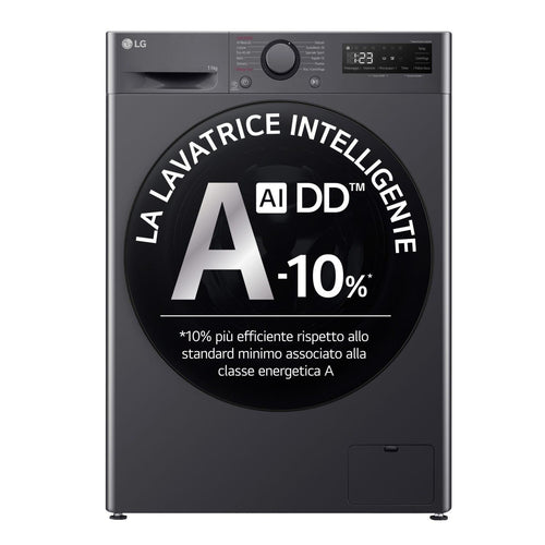 LG Lavatrice F4R5011TSMB 11 kg 1400 Giri Classe A Nero AI DD TurboWash