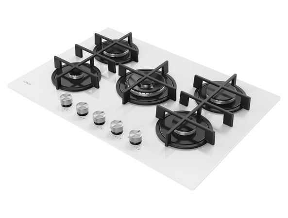 Candy CVG74WTW Piano Cottura Da incasso a Gas 5 Fuochi 74.5 cm Vetro Bianco