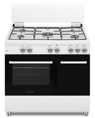 Schaub Lorenz SS590GEW Cucina 9060 5 Fuochi Forno Gas Grill Elettrico Portabombola Bianca