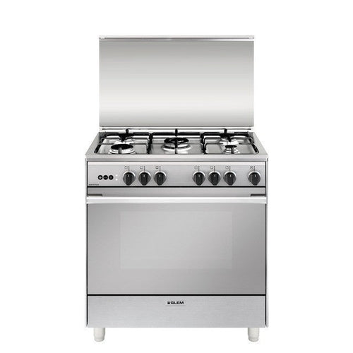 Glem Gas U855VI Cucina a Libera installazione 8050 Piano Cottura 5 Fuochi Forno a Gas 84L Classe A Inox