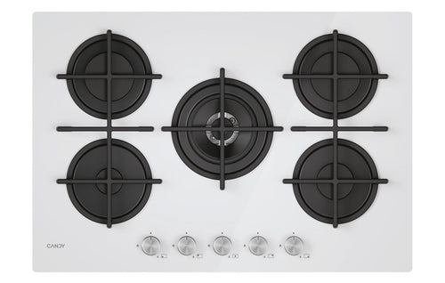 Candy CVG74WTW Piano Cottura Da incasso a Gas 5 Fuochi 74.5 cm Vetro Bianco