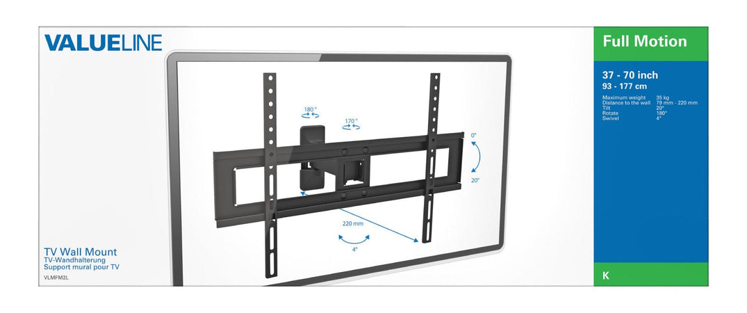 Valueline VLMFM2L Supporto Universale Nero 100x100mm