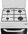 BEKO CUCINA A GAS 4 BRUCIATORI FORNO GAS 54LT 50x50 BIANCO CSG42009DW
