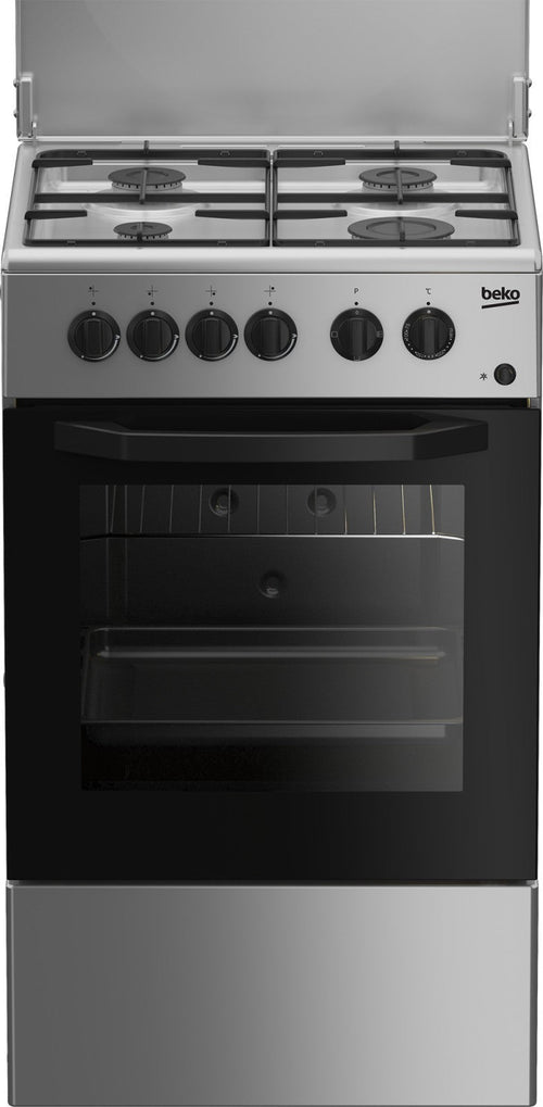 BEKO CUCINA A GAS 4 BRUCIATORI FORNO ELETT.54LT 50x50 SILVER CSS42014FS