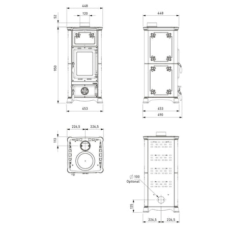 La Nordica Stufa a Legna Emiliana Bianco Infinity 45.3cm