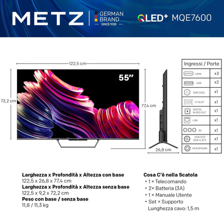 Metz TV 55" QLED+ Smart TV 4K UHD con Google TV