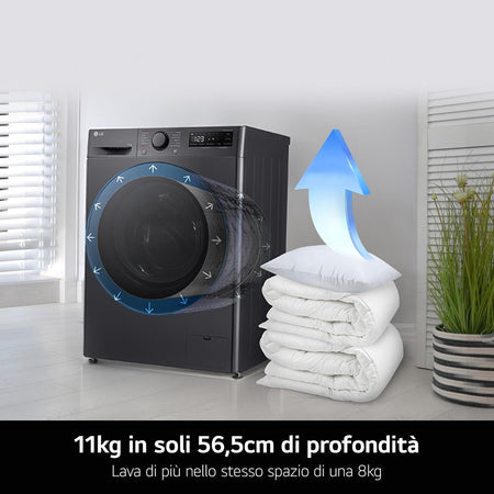 LG Lavatrice F4R5011TSMB 11 kg 1400 Giri Classe A Nero AI DD TurboWash