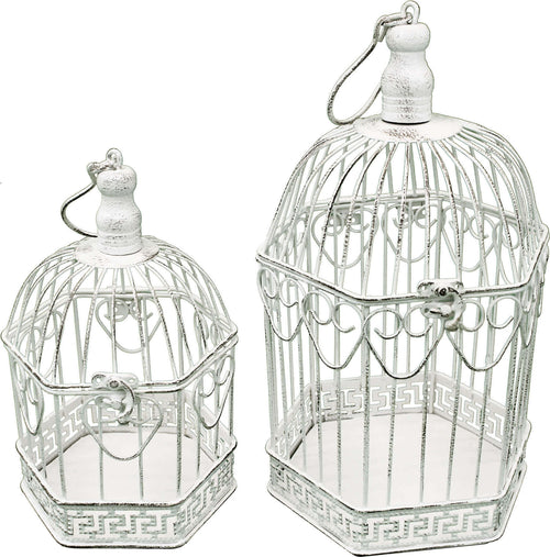 SEBATIEN---set-di-2-gabbie-esagonali-stile-provenzale-in-ferro-verniciato-Bianco-Milani-Home