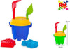 Secchiello-Da-Mare-Con-Paletta-Rastrello-Formine-Gioco-Da-Spiaggia-Per-Bambini