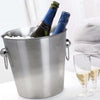 Secchiello-Porta-Ghiaccio-Champagne-Vino-Da-Tavola-In-Acciaio-Inox-Con-Manici