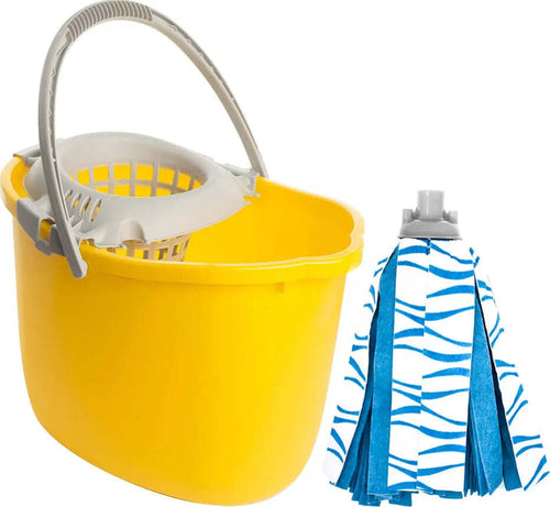 Secchio lavapavimenti con strizzatoio con mop in fibre sintetiche senza manico Casa e cucina/Detergenti e prodotti per la pulizia/Pulizia pavimenti/Prodotti lavapavimenti/Mop bagnato e asciutto La Zappa - Altamura, Commerciovirtuoso.it