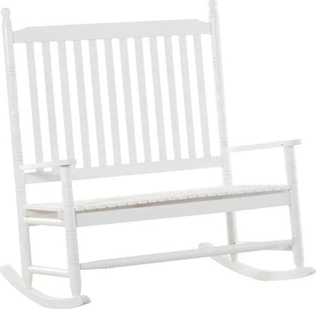 Sedia-a-Dondolo-2-Posti-in-Legno-con-Schienale-Alto-e-Braccioli,-117x85x120-cm,-Bianco-84A-149