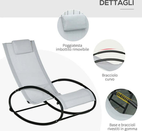 Sedia-a-Dondolo-da-Giardino-Zero-Gravity,-Sdraio-da-Giardino-Ergonomica-con-Cuscino-e-Tessuto-Traspirante-per-Interno-ed-Esterno,-105x62x88-cm,-Grigia-84A-090GY
