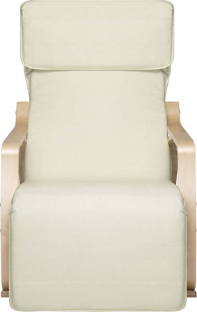Sedia-a-Dondolo-Poltrona-Relax-Cotone-Beige-Schienale-e-Poggiapiedi-Regolabile