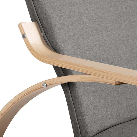 Sedia-a-Dondolo-Poltrona-Relax-Cotone-Grigio-Schienale-e-Poggiapiedi-Regolabile