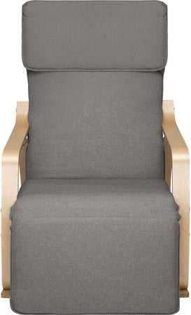 Sedia-a-Dondolo-Poltrona-Relax-Cotone-Grigio-Schienale-e-Poggiapiedi-Regolabile