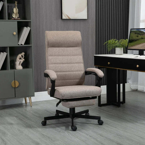Sedia-da-Ufficio-con-Altezza-Regolabile,-Poggiapiedi-Incluso-e-Seduta-Imbottita,-68x67x106-114-cm,-Marrone-OL6921-610V00BNOL6