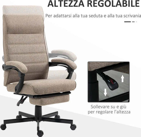 Sedia-da-Ufficio-con-Altezza-Regolabile,-Poggiapiedi-Incluso-e-Seduta-Imbottita,-68x67x106-114-cm,-Marrone-OL6921-610V00BNOL6