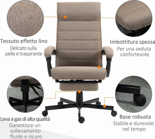 Sedia-da-Ufficio-con-Altezza-Regolabile,-Poggiapiedi-Incluso-e-Seduta-Imbottita,-68x67x106-114-cm,-Marrone-OL6921-610V00BNOL6
